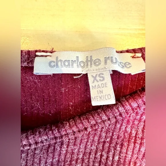 Charlotte Russe Burgundy Dolman Sleeve Ribbed Romper – Size XS - Picture 8 of 15